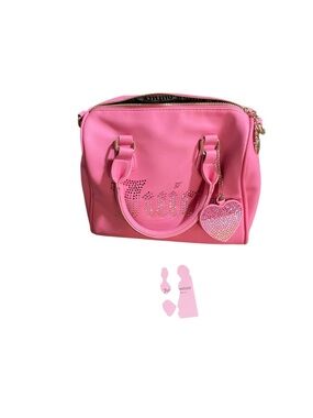 Juicy Couture Pink Rhinestone-Embellished Satchel Bag with Heart Charm